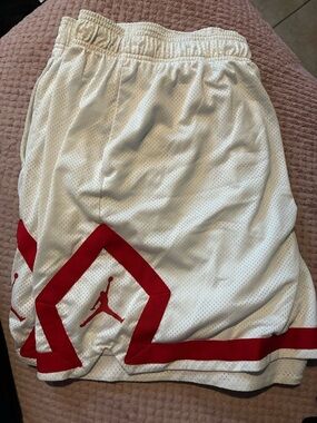 Nike White and Red Jordan Athletic Shorts